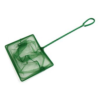 8" Width Green Plastic Coated Handle Fish Shrimp Skimming Net For Betta Aquarium