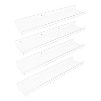 Acrylic Floating Shelves Clear Shelves For Bathroom Bedroom Wall Mounted Display Shelf 4 Pack