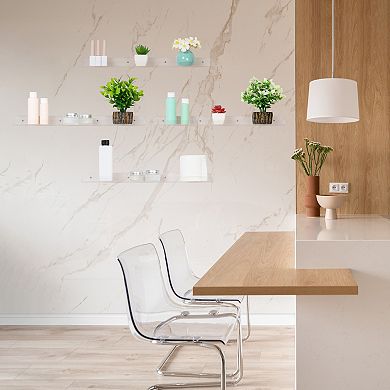 Acrylic Floating Shelves Clear Shelves For Bathroom Bedroom Wall Mounted Display Shelf 4 Pack