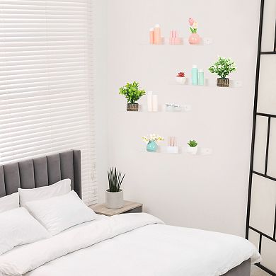 Acrylic Floating Shelves Clear Shelves For Bathroom Bedroom Wall Mounted Display Shelf 4 Pack