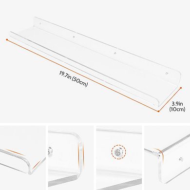 Acrylic Floating Shelves Clear Shelves For Bathroom Bedroom Wall Mounted Display Shelf 4 Pack