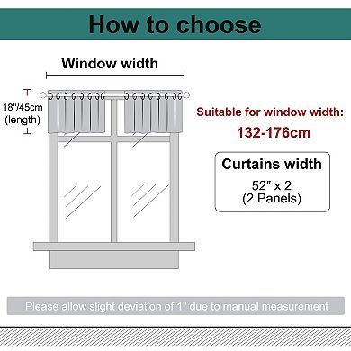 2 Panels Kitchen Linen Look Blackout Curtains 52"x18"