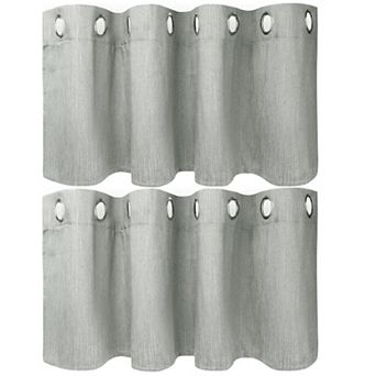 2 Panels Kitchen Linen Look Blackout Curtains 52"x18"