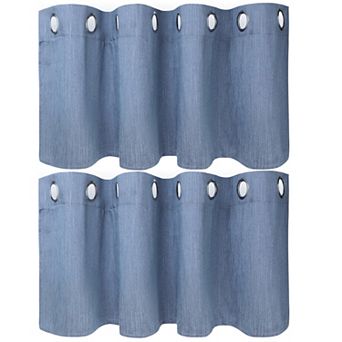 2 Panels Kitchen Linen Look Blackout Curtains 52"x18"