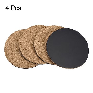 Cork Plant Mat 4" Round Plastic Absorbent Waterproof Coaster Pad For Home Garden Pot, Pack Of 4