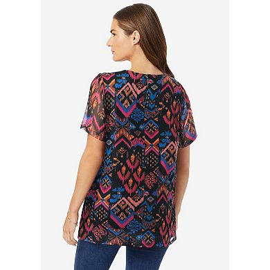 Woman Within Plus Size Miracle Mesh Overlay Tunic