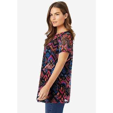 Woman Within Plus Size Miracle Mesh Overlay Tunic