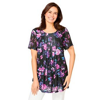 Woman Within Plus Size Miracle Mesh Overlay Tunic