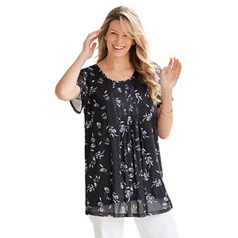 Woman Within Plus Size Miracle Mesh Overlay Tunic