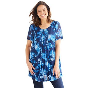 Woman Within Plus Size Miracle Mesh Overlay Tunic