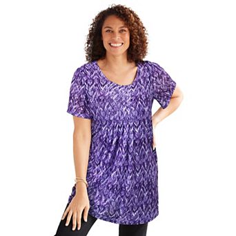 Woman Within Plus Size Miracle Mesh Overlay Tunic
