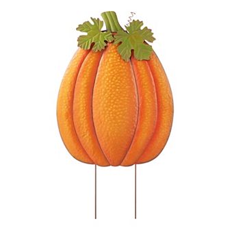 Glitzhome 37.75" H Embossed Glitter Pumpkin Yard Stake, Sturdy Metal Garden Stake for Fall Harvest