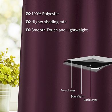 2 Pcs Blackout Thermal Insulated Grommet Window Curtain Panel Valance Darkening Drapes 42" X 84"