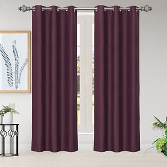 2 pc Blackout Thermal Insulated Grommet Window Curtain Panel Valance Darkening Drapes 42" X 84"