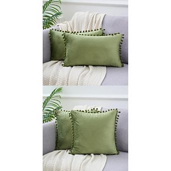 Fringe Pom Poms Decorative Throw Pillow Covers Cushion Pillow Cases Room 12" X 20", 16" X 16"