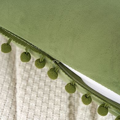 Fringe Pom Poms Decorative Throw Pillow Covers Cushion Pillow Cases Room 12" X 20", 16" X 16"