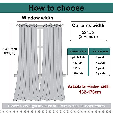 2 Panels Bedroom Waterproof 100% Blackout Curtains 52"x108"