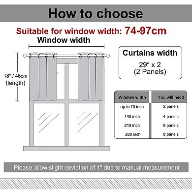 2 Pcs Blackout Window Curtain Panels Kitchen Curtains 29 X 18 Inch