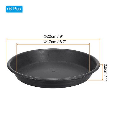 Plant Saucers 9 Inch, 6 Pack Round Plastic Flower Pot Plant Tray