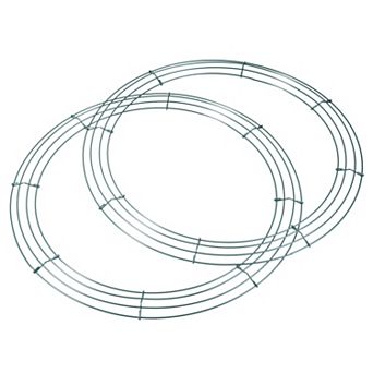 Metal Wire Wreath Frame 16 Inch Form Hanger For Christmas Wedding Floral Arrangements, Green 2 Pack