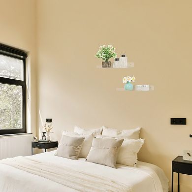 Acrylic Floating Shelves For Bathroom Bedroom Living Room Wall Display Shelf 2 Pack