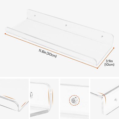 Acrylic Floating Shelves For Bathroom Bedroom Living Room Wall Display Shelf 2 Pack