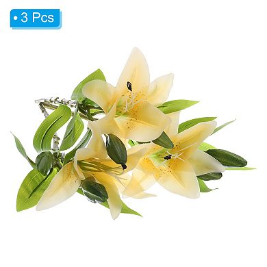 3 Pcs Lily Artificial Flowers White Flowers In Vase For Table Decorations
