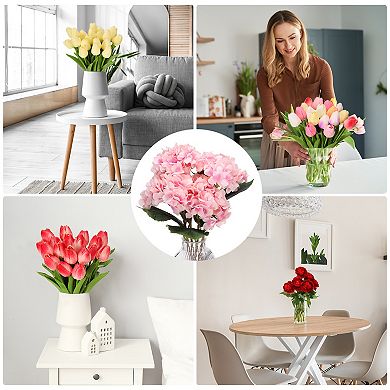 4 Pcs Faux Hydrangea Flowers Artificial Hydrangeas Fake Silk For Home Decor Table