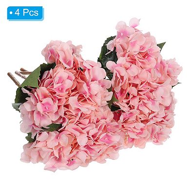 4 Pcs Faux Hydrangea Flowers Artificial Hydrangeas Fake Silk For Home Decor Table