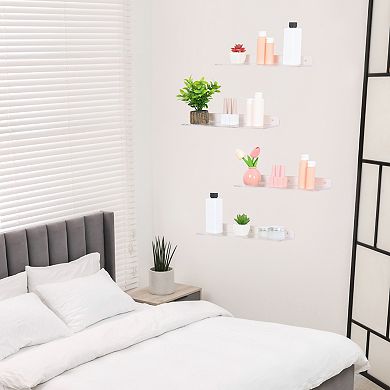 Acrylic Floating Shelves Clear Shelves For Bathroom Bedroom Storage And Organization Clear 4 Pack