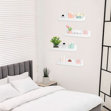 Acrylic Floating Shelves For Wall, Shelves For Bathroom Bedroom Wall Display Shelf White 4 Pack