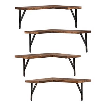 Wall Mounted Shelves Set Of 4, Wood Floating Shelves For Bathroom, Living Room