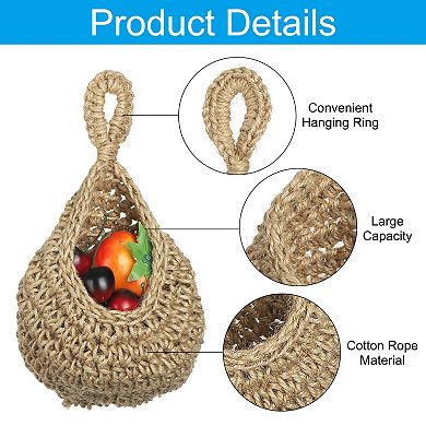 Small Size Teardrop Home Decor Storage Hand-woven Wall Hanging Basket For Garlic Potato