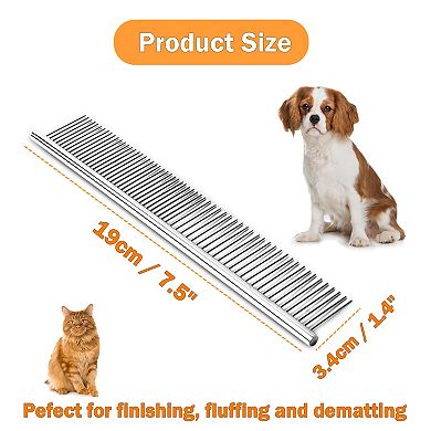 1 Pack Dog Grooming Comb Metal Dog Comb With Rounded Teeth Prevents Tangles And Knots