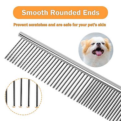1 Pack Dog Grooming Comb Metal Dog Comb With Rounded Teeth Prevents Tangles And Knots