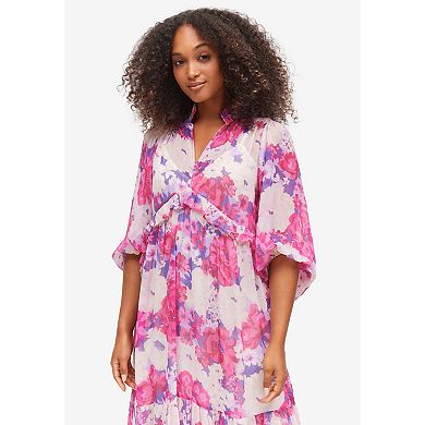 Ellos Plus Size Sheer Maxi Dress With Ruffled Trim
