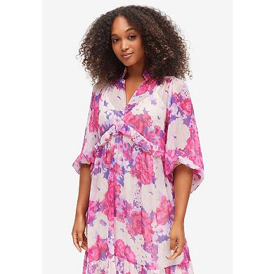 Ellos Plus Size Sheer Maxi Dress With Ruffled Trim