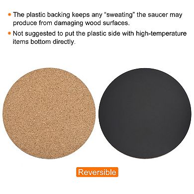 Cork Plant Mat 6" Round Plastic Absorbent Waterproof Coaster Pad For Home Garden Pot, Pack Of 6
