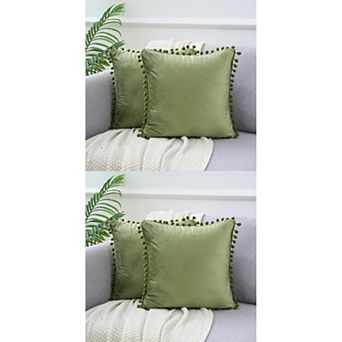 Fringe Pom Poms Decorative Throw Pillow Covers Cushion Pillow Cases Room 16" X 16", 20" X 20"