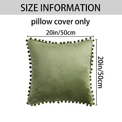Fringe Pom Poms Decorative Throw Pillow Covers Cushion Pillow Cases Room 16" X 16", 20" X 20"