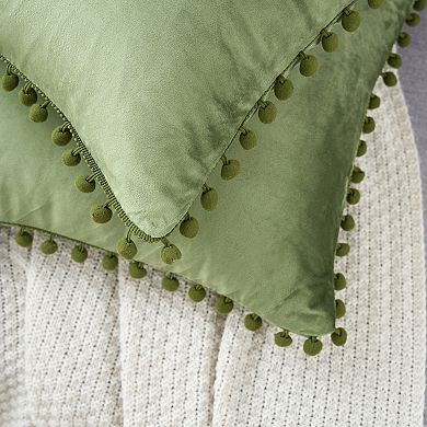 Fringe Pom Poms Decorative Throw Pillow Covers Cushion Pillow Cases Room 16" X 16", 20" X 20"