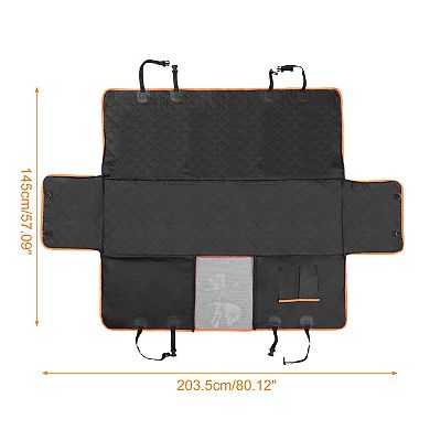 1 Set Dog Car Seat Covers Pp Cotton 6 Layers Storage Bag See Through Window And 1 Safety Belt