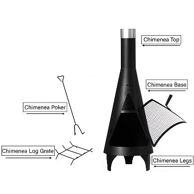 Outdoor Metal Wood Burning Patio Heater Fire Pit For Backyard Or Deck, Includes Poker Handle