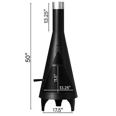 Outdoor Metal Wood Burning Patio Heater Fire Pit For Backyard Or Deck, Includes Poker Handle