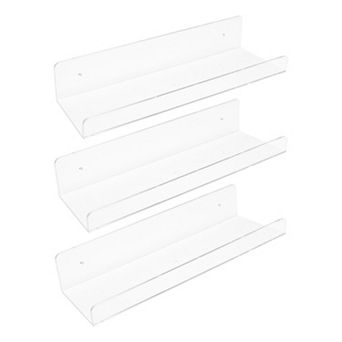 Acrylic Floating Shelves For Wall, Clear Shelves For Bathroom Kitchen Wall Display Shelf 3 Pack