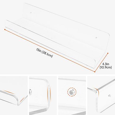 Acrylic Floating Shelves For Wall, Clear Shelves For Bathroom Kitchen Wall Display Shelf 3 Pack