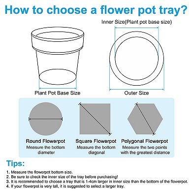 Plant Pot Saucer, 11x3.7" Rectangular Flower Drip Tray For Indoors