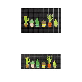 Cactus Kitchen Rug, Summer Farmhouse Decorations Runner Rugs 20" X 32"+ 20" X 48" 2 pc