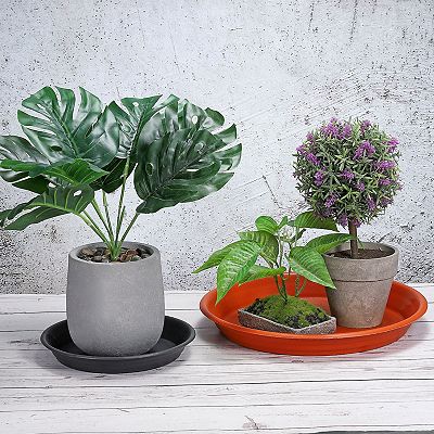 Unique Bargains Home Garden Round Plastic Plant Saucers 6 Pcs Gray 7 Inch