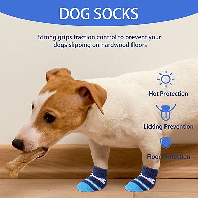 Dog Socks Hardwood Floor Wear Strong Grips Traction Control Prevents Licking Dog Paw Protection